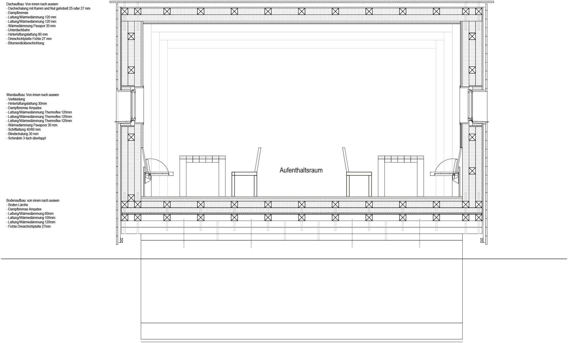 17_Neubau_Waldschulzimmer Academia Vivian Stagias Curaglia_Querschnitt